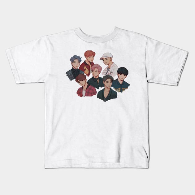 BTS all members Kids T-Shirt by K-pop design shop